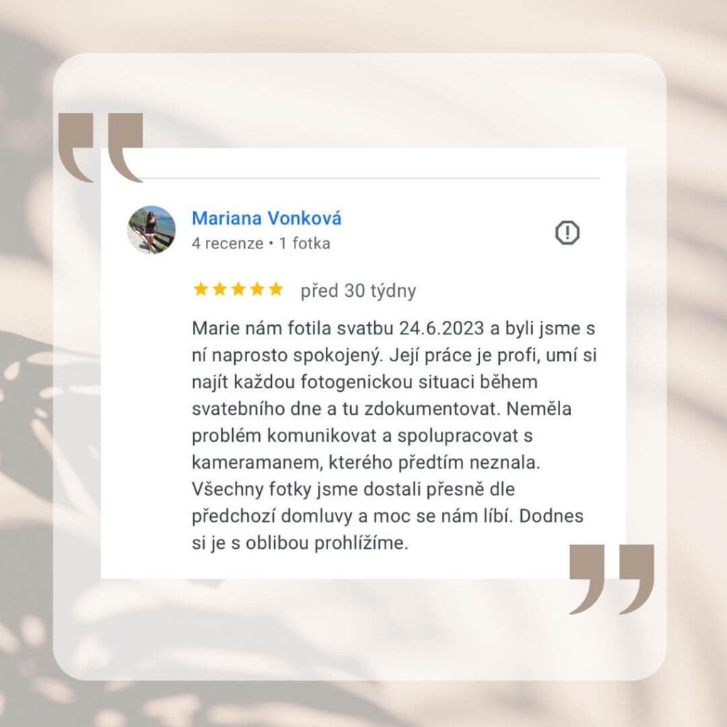 Reference na služby fotografky Marie Fritzová