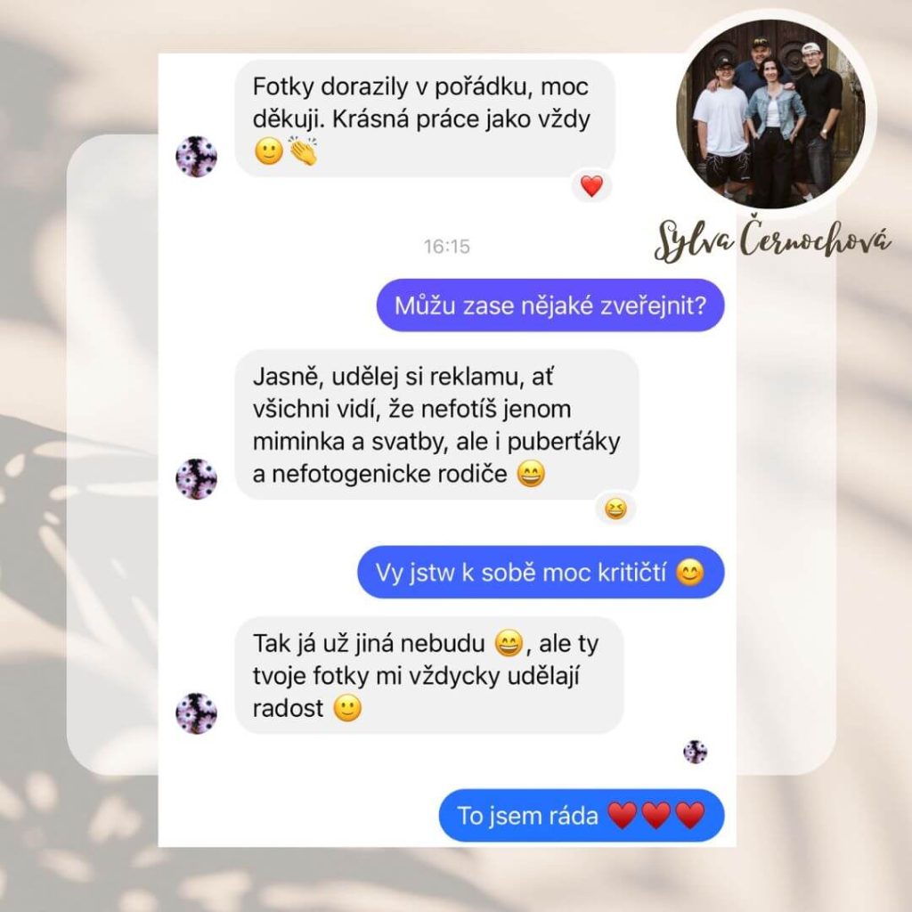 Screenshot shot reference na rodinné focení Marie Fritzová