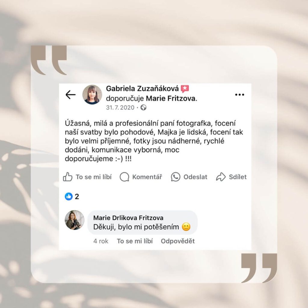 Reference na svatební focení Marie Fritzová