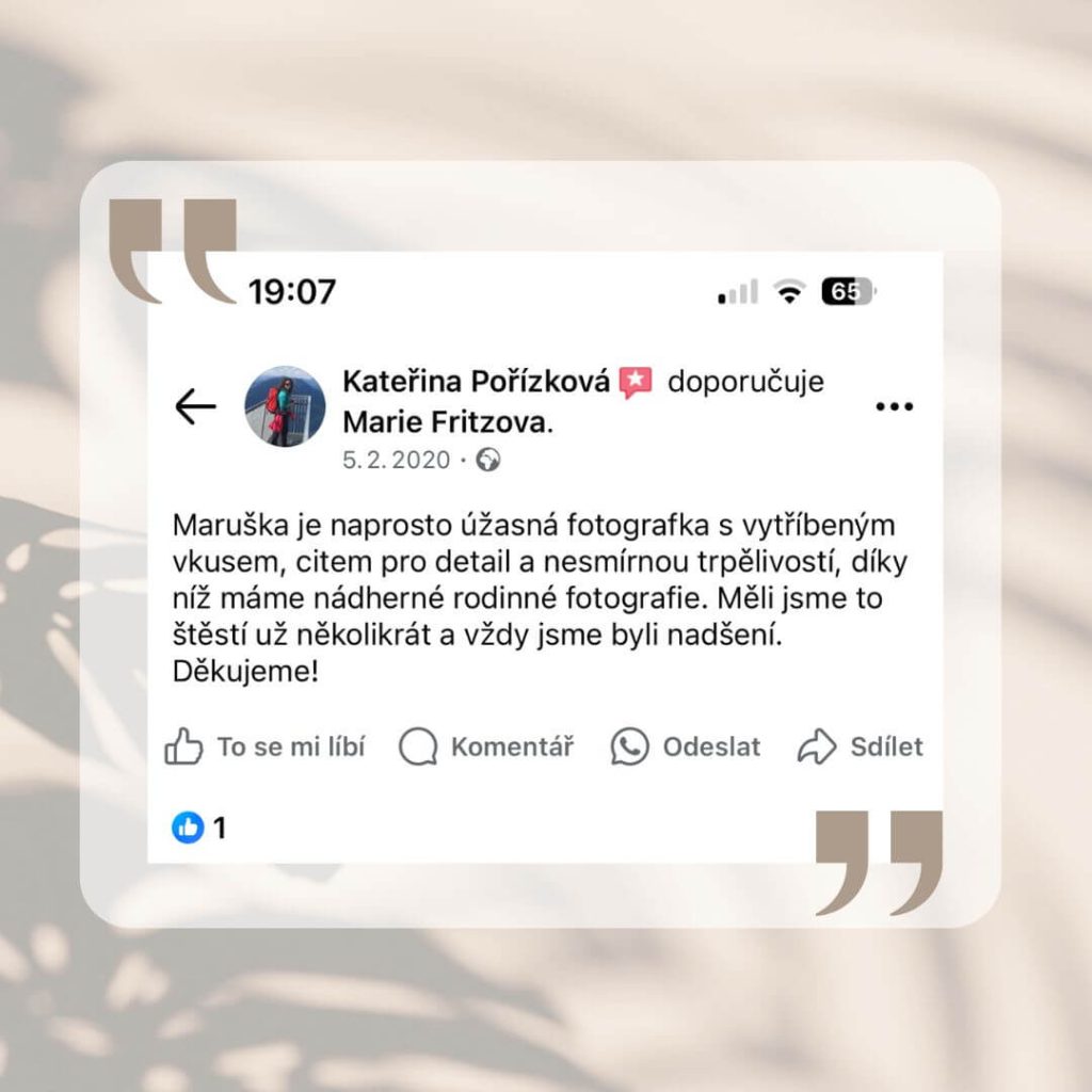 Screenshot shot reference na svatební a rodinné focení pro Marie Fritzová