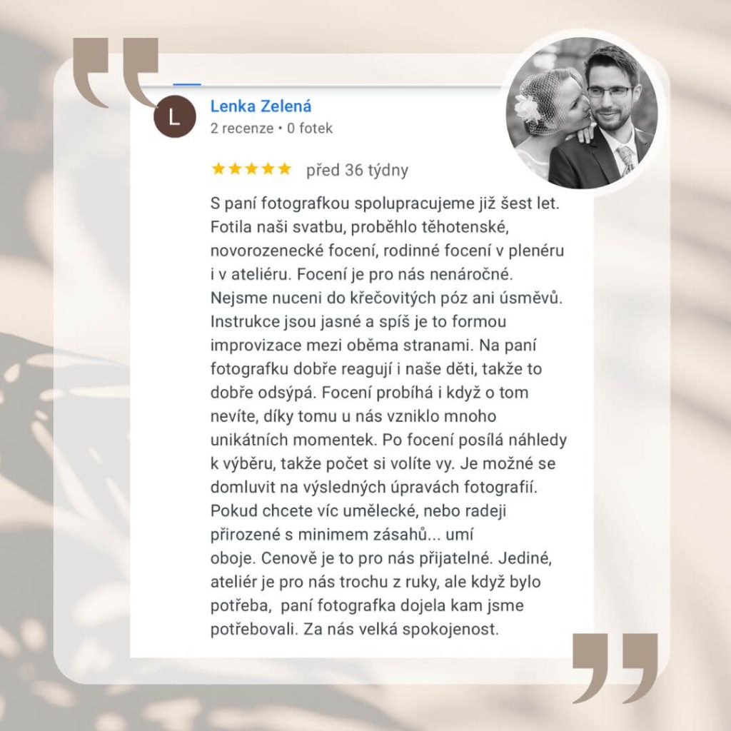Reference od Lenky na služby fotografky Marie Fritzová